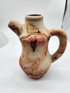 Nemadji Native American Pottery Swirl Jug Vase Pitcher Red Orange Black 7.5” - Picture 1 of 6