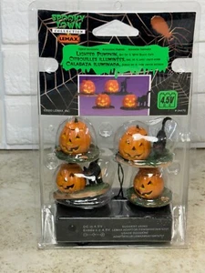 Spooky Town Lemax beleuchtete Kürbisse mit schwarzen Katzen 04470 Halloween Dorf Set 4 - Bild 1 von 16