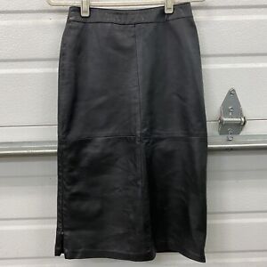 Barney’s New York Co-Op Leather Skirt Black Small Zippered Sides