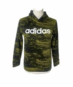 Boy’s Medium Hoodie Adidas Black and Yellow Big Logo Athletic Pocketless - Picture 1 of 7