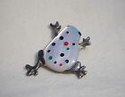 Sterling Silver Jelly Belly Climbing Tree Frog Dots Pin Brooch .925 Detailed e
