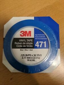 3M 06408 Blue Fine Line Vinyl Tape 471, 1/8" x 36 yds One Roll