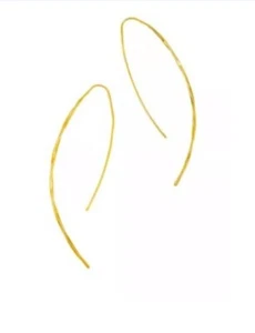 Pendientes colgantes enhebrador oro amarillo martillado curvo pendiente largo - Imagen 1 de 12