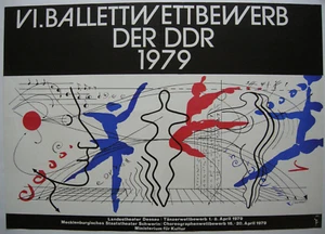 Plakat VI. Ballettwettbewerb der DDR 1979 Entwurf F. Walther Serigraphie - Picture 1 of 6