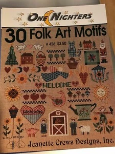 Cross Stitch Patterns: ONE NIGHTERS (J Crews) #426 30 Folk Art Motifs - Picture 1 of 1