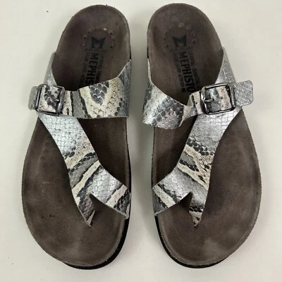 Mephisto Women Sandals Size 37/7 Helen Thong Snake Print Buckle Comfort - Image 1 of 4