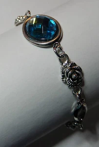 PULSERA ROSA ESTILO VICTORIANO AZUL TURQUESA CRISTAL PLATEADO OSCURO PLATEADO OSCURO - Imagen 1 de 3