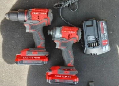 Craftsman 20V 1/2” Cordless Drill Driver and 1/4” Impact Driver Combo - Image 1 of 3