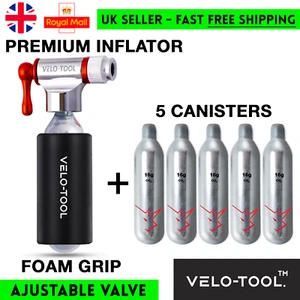 Bike CO2 Pump Velo-Tool™ Tyre INFLATOR Cycling + 5 CANISTERS Cartridges Refills - Picture 1 of 13