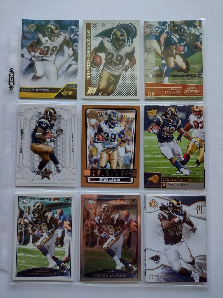 Lote de tarjetas de fútbol americano Steven Jackson (13) de Los Angeles Rams/casi como nuevas/¡SIN DUPS! Foto 1 de 2
