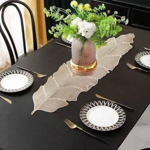 Soft Leather Leaf Design Trending Table Runner for Centre Table-1 pc - Picture 1 of 5