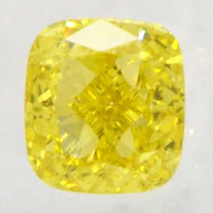 Cushion Cut Diamond Fancy Yellow Color Enhanced 0.61 Carat VVS2 IGI Certified - Picture 1 of 6