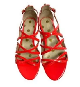 Boden LADIES PATENT CORAL STRAPPY LEATHER SANDALS SIZE 38/5 BRAND NEW H4 - Picture 1 of 2