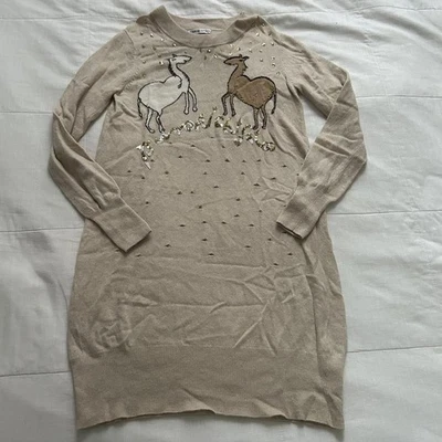 Tostado Tsumori Chisato Suéter Vestido Lentejuelas Bordado Foto 1 de 4