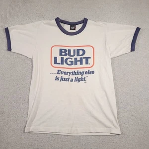 Vintage Bud Light Shirt Mens Large Ringer Alpha Gamma Rho Fraternity 80s 1989 Te - Picture 1 of 20