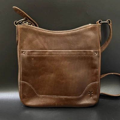 FRYE Melissa Swing Pack Zip Dark Brown Leather Shoulder Crossbody Bag - Image 1 of 4