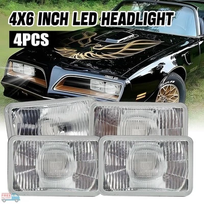 4x Para Ford Mustang 1979-1986 DOT 4x6" Cuadrado LED Carcasa Luz Alta/Baja Foto 1 de 4