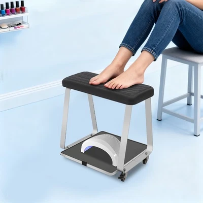 Reposapiés de pedicura móvil para técnica de uñas reposapiés de salón de uñas con bandeja negro Foto 1 de 4