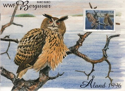 Great Horned Owl Budo Budo Aland Finland New Folder FDC Maxi Mint Booklet 1996 - Image 1 of 4