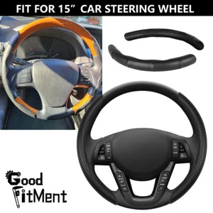 15" Car Steering Wheel Cover Black Leather Anti-Slip For Lexus IS300 IS350 LS460 - Picture 1 of 17