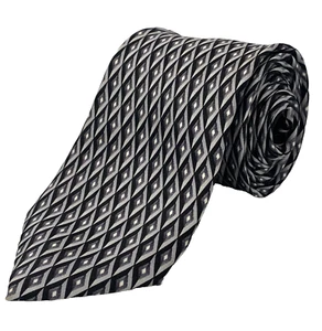 VAN HEUSEN Silk Necktie Youth Size 3" x 48.5" Stain Resistant Black Silver Tie - Picture 1 of 8
