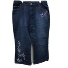 Faded Glory Jeans size 16.5 16 1/2 Embroidered Leg Flares Cropped Juniors Womens