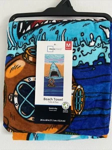 Mainstays Beach Towel 28” X 60” Scuba Diver NEW - Picture 1 of 3
