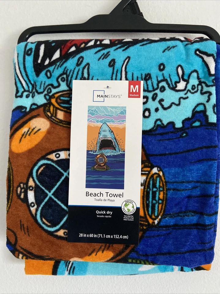Mainstays Beach Towel 28” ” Scuba Diver M Medium
