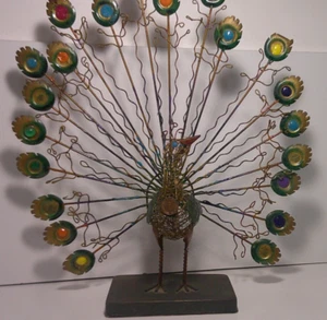 VINTAGE METAL WIRE SCULPTURE PEACOCK 13" - Picture 1 of 9