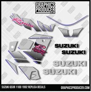 Juego de calcomanías Suzuki GSXR1100 KIT COMPLETO RESTAURACIÓN PEGATINA AÑO 1992 PLATA NEGRO - Imagen 1 de 2