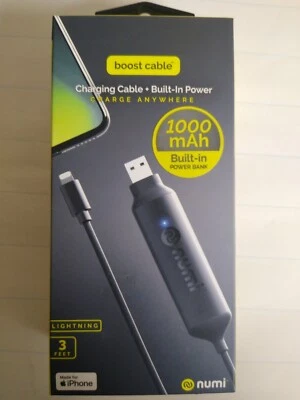 Soportes de mano Boostcable Lightning para iPhone 1000 mah Banco de energía incorporado NUEVO Foto 1 de 4