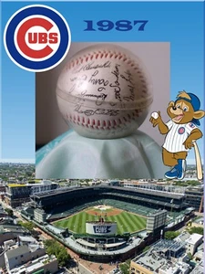 1987 CHICAGO CUBS BASEBALL TEAM SIGNIERTER BASEBALL IN KUNSTSTOFFABDECKUNG - Bild 1 von 12