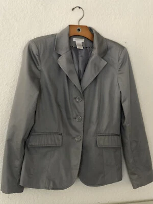 Conjunto de traje chaqueta pantalón capri Worthington para mujer talla 8 gris elástico carrera  Foto 1 de 4