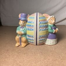 Fitz & Floyd Oci 1995 Happy Easter Eggs Salt & Pepper w/Mr.& Ms.Rabbit