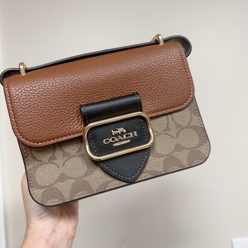 Borsa a tracolla Coach Morgan Square nuova con etichetta in tela firmata Colorblock CL462