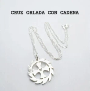 PARRAVICINI HEMMED CROSS MEDIUM HOLE 2CM + CHAIN 45CM BOTH SILVER 925ML - Picture 1 of 1