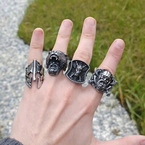 Anillos de guerrero vikingo - bandas celtas nórdicas Berserker de acero inoxidable para hombre - Imagen 1 de 10