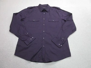 Theory Shirt Mens XL Purple Steeler Work Casual Adult Menswear Epaulettes - Picture 1 of 13