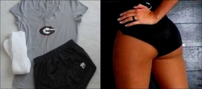 Hooters Uniforme XS Corto Pequeño Georgia Fútbol Top NUEVO Calcetín Inclinado Nombre Etiqueta Manguera Foto 1 de 4