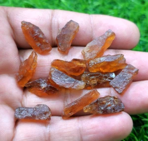 Stunning Top Hessonite Garnet Raw Lot 13 Pcs 15-20 mm For Jewelry Loose Gemstone - Picture 1 of 8