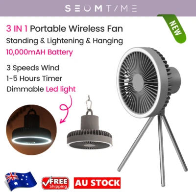 *SALE* Wireless Portable USB Fan LED Light Ceiling Stand AirCirculate In/Outdoor - Image 1 of 4
