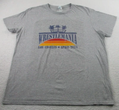 WWE Wrestlemania 洛杉矶 T 恤男式 XL 正品洛杉矶 2023 年 4 月灰色 — 第 1/4 张图片
