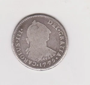 1775 PTS JR Bolivia 1 Real Charles III SILVER COIN - Picture 1 of 4