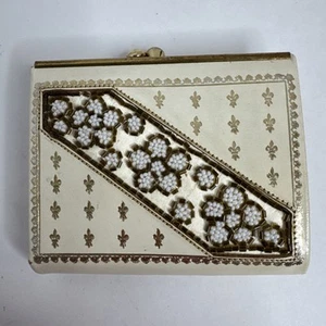 VTG 50’s USA Made Leather Nous de Daniel de Paris Beaded Coin Purse/wallet - Picture 1 of 12
