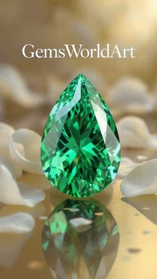 ✨ Top Quality 2 Ct Lab-Grown Diamond Pear Cut Green Color VVS1 Brilliant - Image 1 of 4
