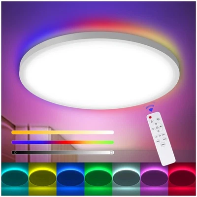 Plafonnier LED Dimmable avec Télécommande 30CM 24W 3200LM RGB Change Couleur ... - Photo 1/4