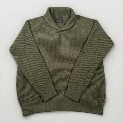 Suéter Scotch & Soda Para Hombres Extra Grande Verde Chal Cuello Mezcla de Lana Dobladillo con Cremallera Foto 1 de 4