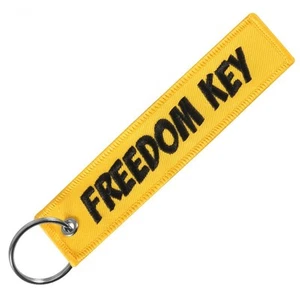 Schlüsselanhänger "Freedom Key" 13x3cm - Motorrad Auto Gelb- NEU - Bild 1 von 2