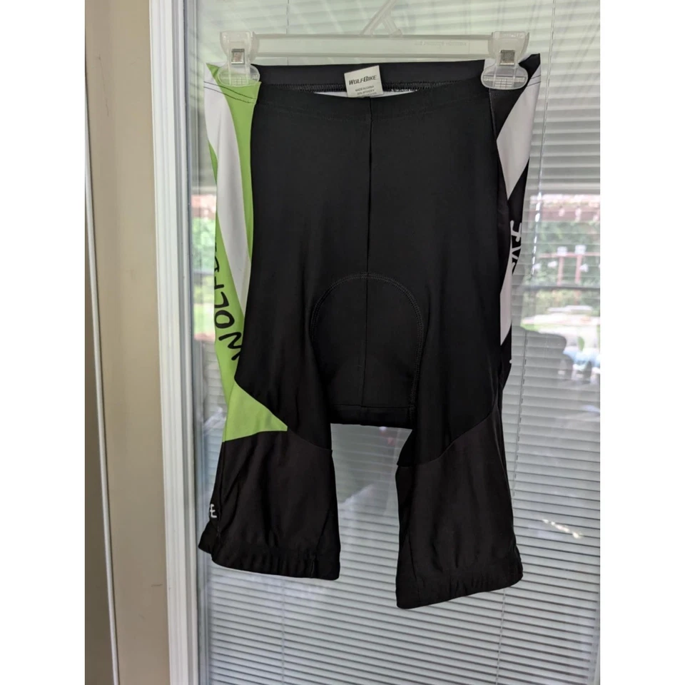 Pantalones cortos de ciclismo Wolfbike negros verdes acolchados para bicicleta para hombre talla L Foto 1 de 4