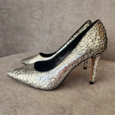 Vince Camuto pumps 6.5 silver micro sequins Kehlaa high heel pointed toe new$100 - Image 1 of 4